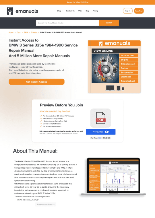 Manual detail page before