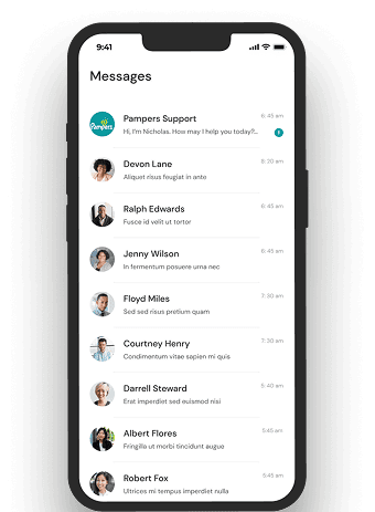 Messages list mobile